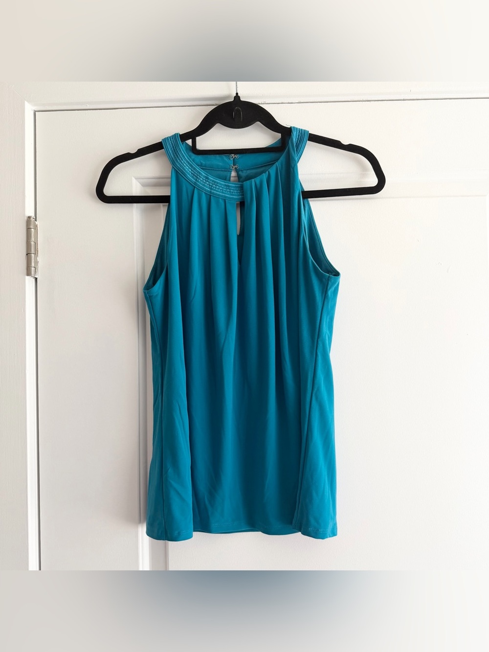 White House Black Market Bright Blue Halter Neck Sleeveless Blouse